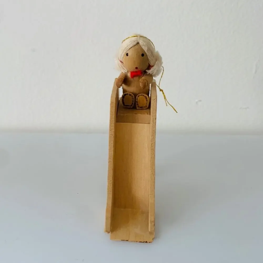 Vintage Wooden Dolly Ornament